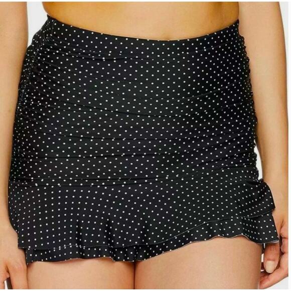Unique Vintage Alice Swim Skirt High Rise Ruched Retro Blue Polka Dot XXL 2XL 2X - Picture 4 of 15
